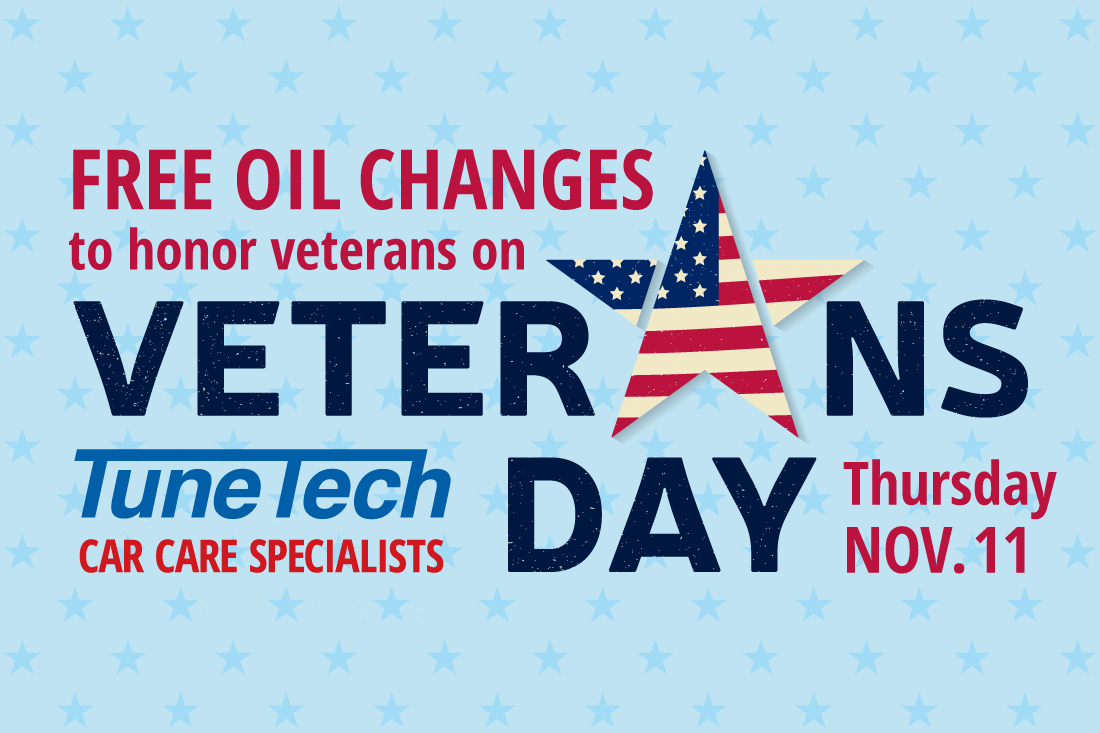 Free oil changes for Veterans for Veterans Day in Boise Tune Tech